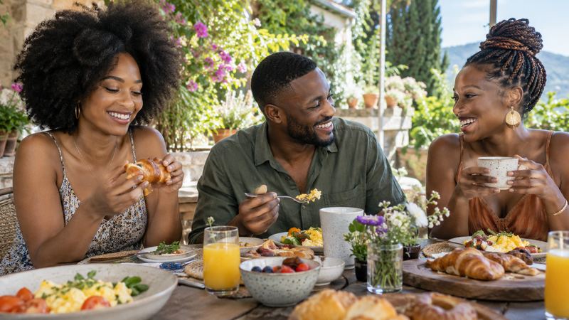 Friends enjoying a sunny brunch together
